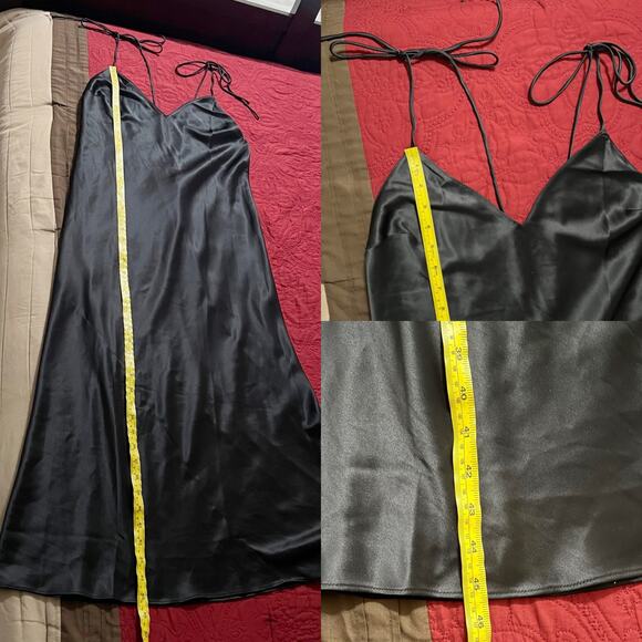 NWT‎ Victorias Secret Women's Black Satin Embellished Midi Slip Dress Size Large - Picture 10 of 10